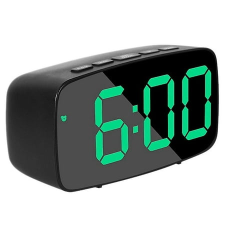 Smart Digital Alarm Clock Bedside,green Led Travel Usb Desk Clock With 12/24h Date Temperature Snoo