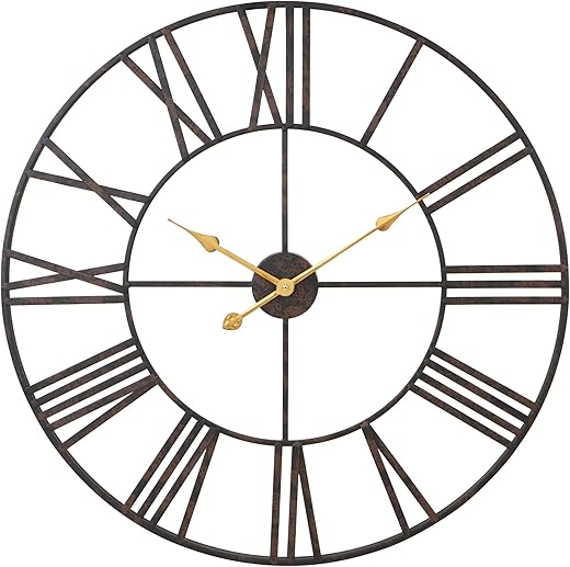 Solange Round Metal Wall Clock - 36 Dark Brown