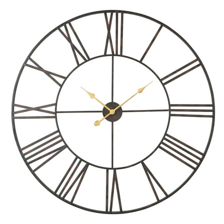 Solange Round Metal Wall Clock - 36 Dark Brown