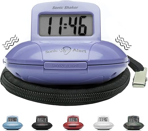 Sonic Alert Digital Alarm Clock - Small Travel Alarm Clock for Heavy Sleepers - Bed Shaker Alarm Clock - Vibrating Alarm Clock Under Pillow - Small Digital Clock Battery Operated - Small Alarm Clock