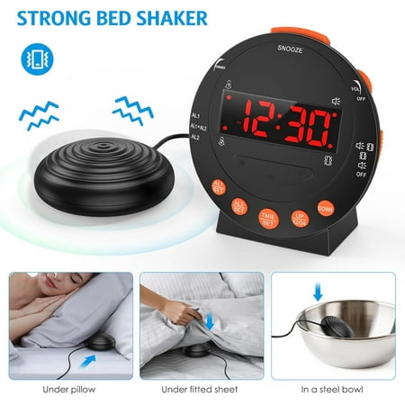 Sonic Boom Alarm Clock,Digital Alarm Clock,Extra Loud Vibrating Dual Alarm Clock with Bed Shaker 3 Alarm Modes Adjustable,Vibrating Alarm Clock for Heavy Sleepers