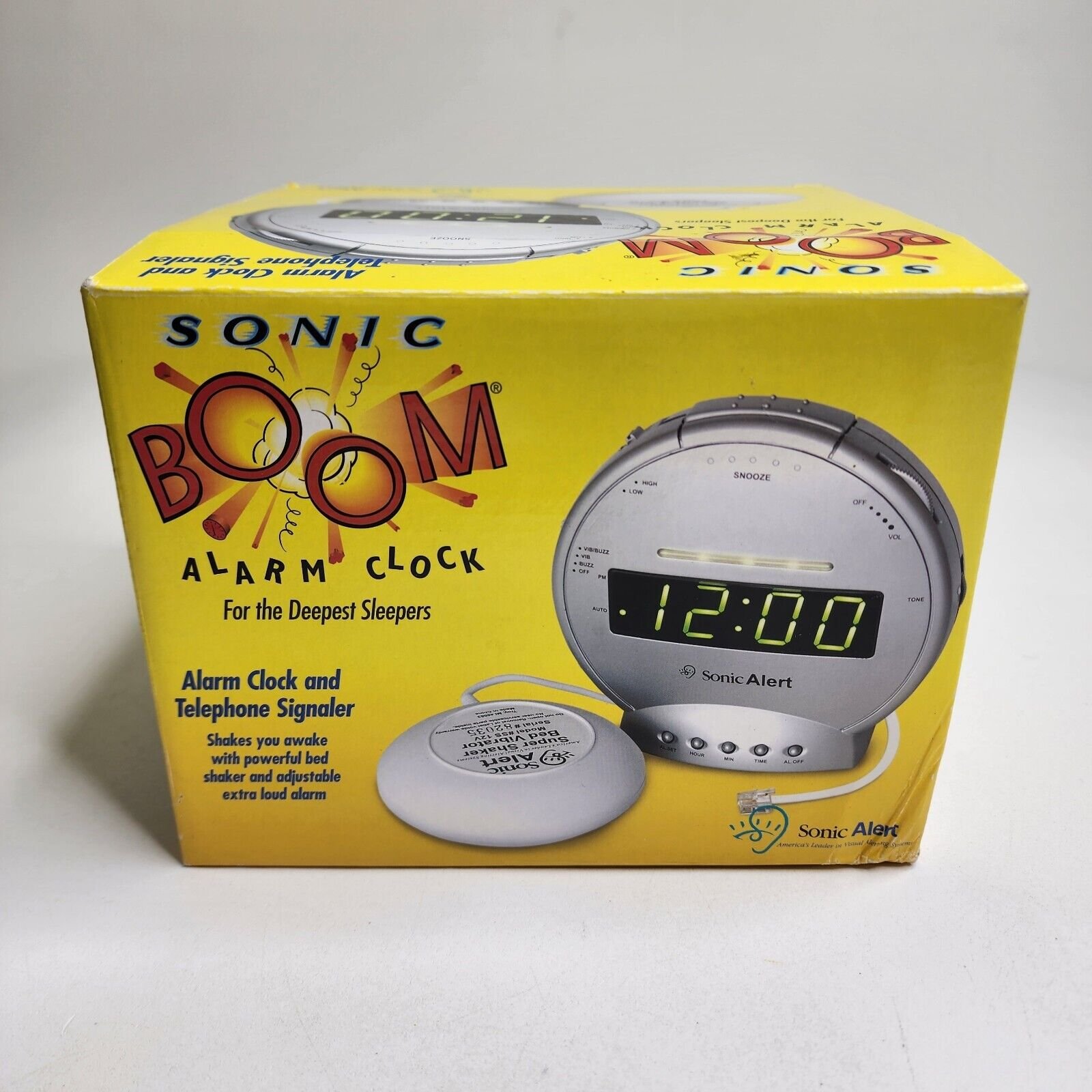 Sonic Boom Alarm Clock with Bed Shaker Extra loud For Deep Sleepers Brand New