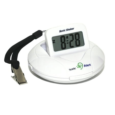 Sonic Shaker SBP100 Portable Loud Vibrating Alarm Clock - White