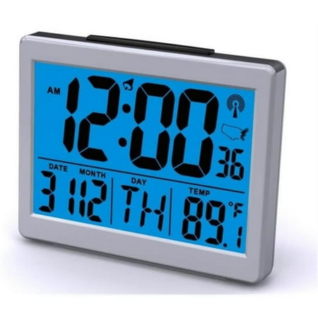 Sonnet Industries Atomic Quartz Alarm Clock with Bright Blue Light, 1.5 in. High Numbers