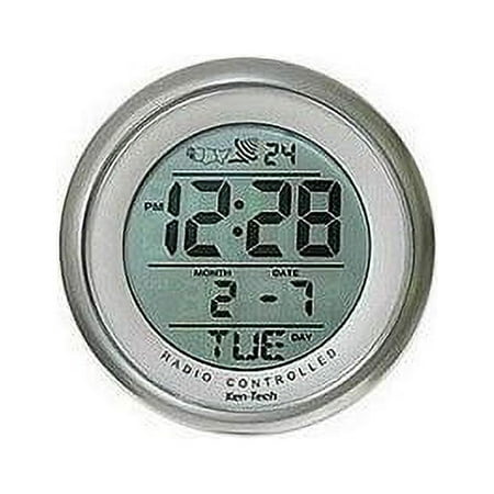 Sonnet Suction Cup Atomic Round Metallic Silver Digital Clock T4660