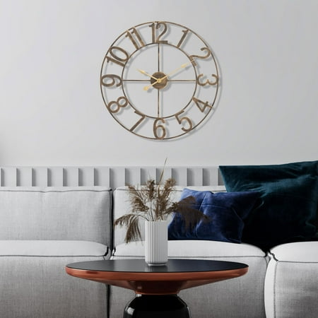 Sorbus Large Wall Clock for Living Room Decor - Wall Clock for Kitchen - 24 inch Big Wall Clock Decorative - Battery Operated Analog Large Clock for Bedroom, Home, Kitchen, Office, Wall Decor (Bronze)