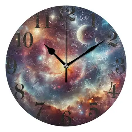 Space Universe Galaxy Wall Clock 9.8 inch Battery Operated Clocks Non-Ticking Silent for Bedroom Office Kitchen Living Room