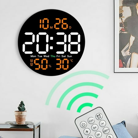 Specollect Large Digital Wall Clock with Remote Control, Dual Alarm with Screen Dispaly,for Living Room,Bedroom, Mounted, Gift for Elderly