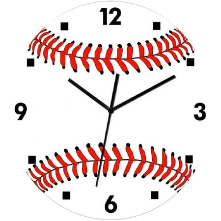 Sports Modern Wall Clock Silent Non-Ticking Quartz Sweep Decorative Battery Operated Wall Clocks for Home Living Room Bathroom School Plastic Frame (Baseball)