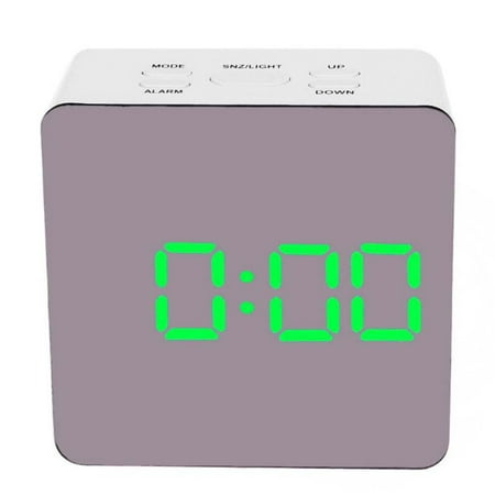 Square Digital Mirror Clock LED Alarm Clock with Temperature Measurement Snooze Function