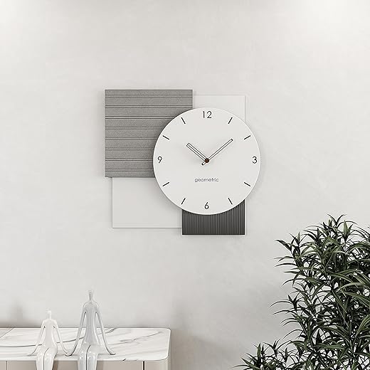 Square Modern Wall Clocks Battery Operated Gray Large Clock for Living Room Art Big Wall Clocks for Livingroom,Bedroom, Office, Home