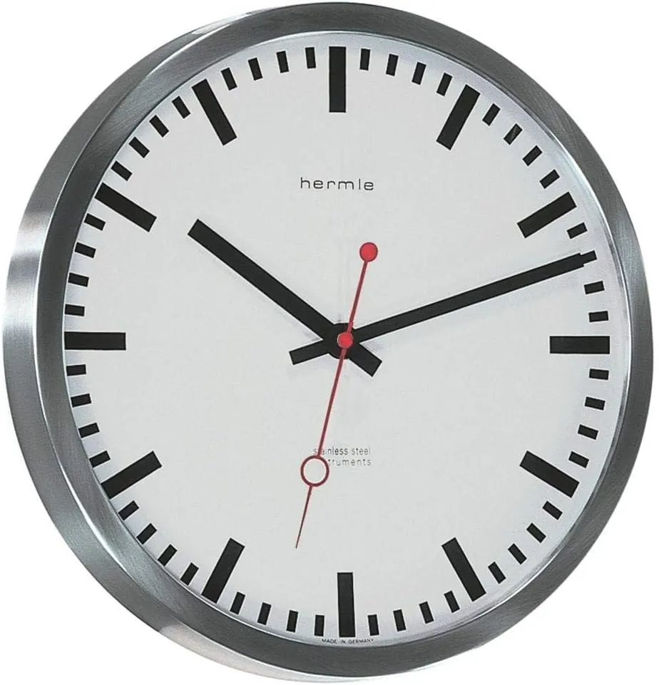 Store: Grand Central Train Station #30471002100 Quartz Wall Clock by Hermle - Large Decorative Hanging Round Stainless Steel Clock for Home and Office