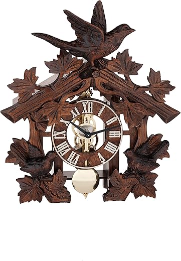 Store: Hermle Manfred Black Forest Mechanical Table Clock with Carved Birds - New Holidays 2018 Model 23028-030721 in Cuckoo Clock Style - Great Decor Item or A Perfect