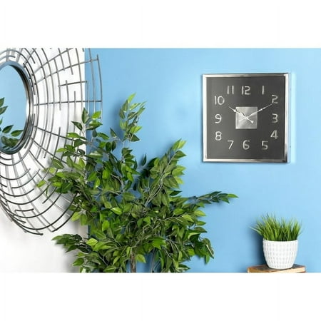 Studio 350 14 inch Modern Square Black Stainless Steel Wall Clock