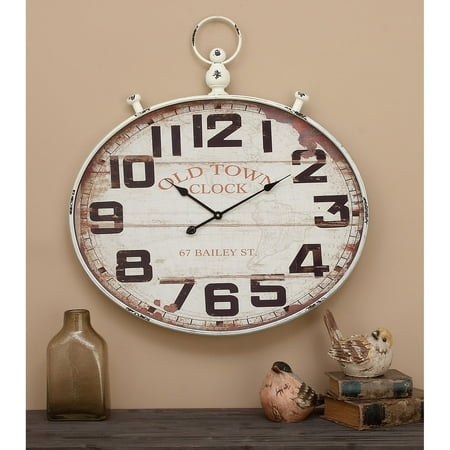 Studio 350 White Metal Pocket watch Style Decorative Wall Clock - Small