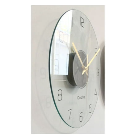 ‎Studyli30cm Round Wall Clock Round Tempered Glass Clear Wall Clock Ultra Thin Design