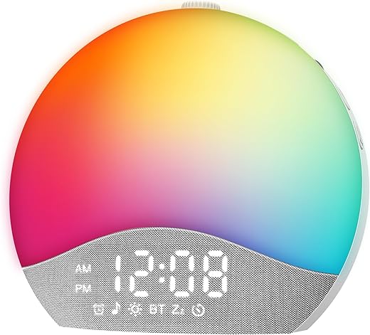 Sunrise Alarm Clock Sound Machine, Upgraded Backlit Buttons, 26 Soothing Sounds, White Noise Machine Night Light, Bluetooth Speaker Wake Up Light for Bedroom, Heavy Sleeper, Adults, Kids