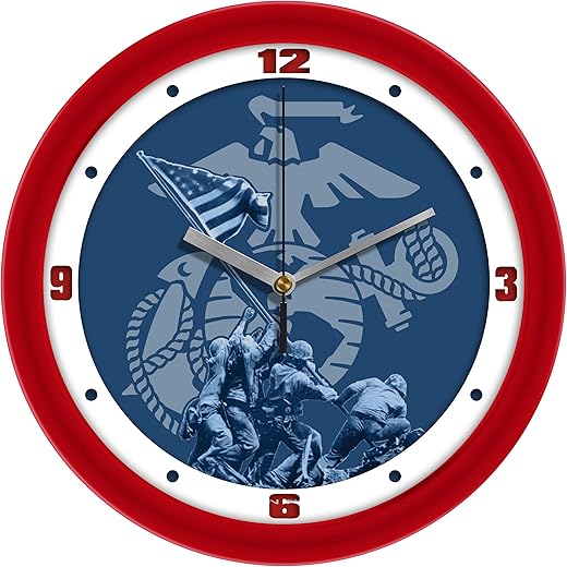 SunTime US Marines Heritage Wall Clock - 11.5 - Glass Face with Silent-Sweep