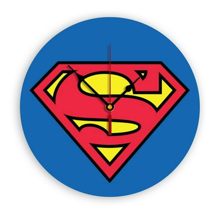 Superman Wall Clock, Clear Glass Dial, Silent and No Ticking Sound, Suitable for Bedroom, Office, School, Home and Living Room as a Gift or Decoration, Large Size 12 Inches