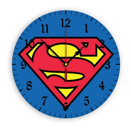 Superman Wall Clock with Clear Glass Dial Silent and Non-Ticking, Suitable for Bedroom, Office, School, Home and Living Room as a Gift Or Decoration, Large Size 12 Inches