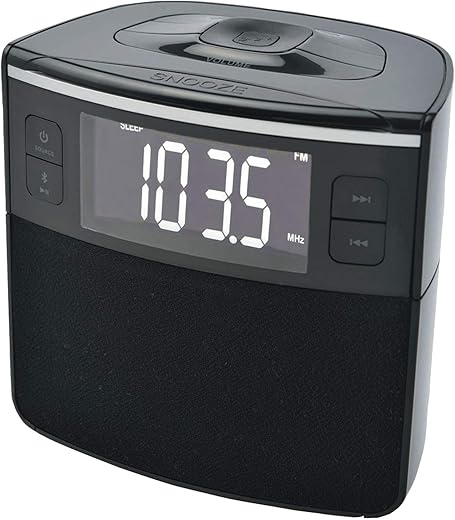 SYLVANIA SCR1986BT-AS Bluetooth Clock Radio with Auto-Set Dual Alarm Clock & USB Charging