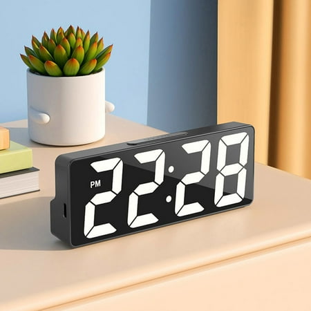 Tabletop Clocks Qwtwty Digital Alarm Clock Simples LED Large Digital Display Fashion Multi-set Alarm Clock Features Desktop Bedside Study Kitchen Mirror Clock On Clearance