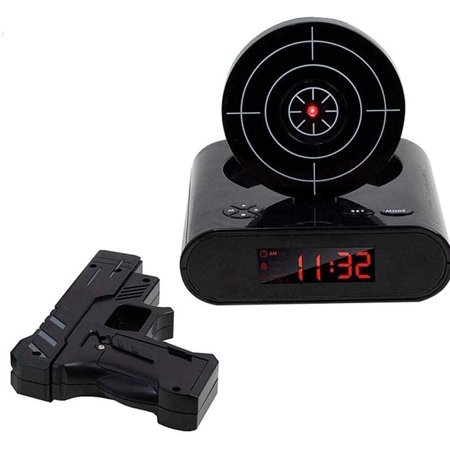 Target Alarm Clock for Heavy Sleeper, Creative Gun Alarm Clock, Shoot-to-Stop Alarm Clock, Gift for Kids Adults