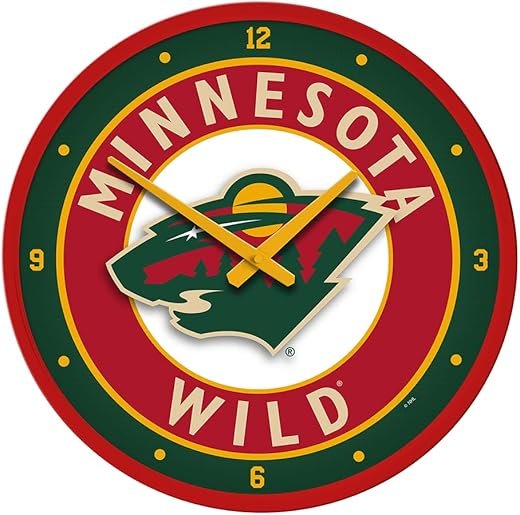 The Fan-Brand NHL Minnesota Wild: Modern Disc Wall Clock - Sports Team Bar Sign Décor - Home Man Cave, Party Decoration - Made On Demand