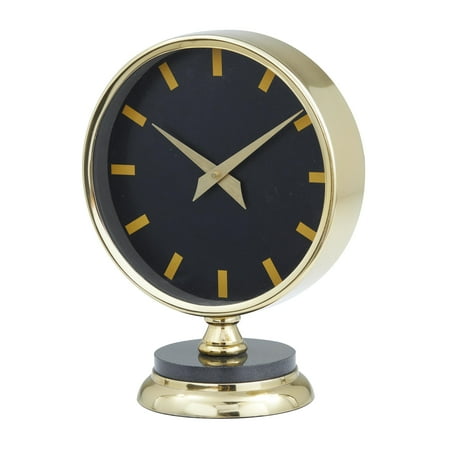 The Novogratz 11 Gold Stainless Steel Metal Clock with Black Face