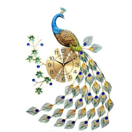 Three Star Import & Export 24 x 31 in. Peacock Wall Clock