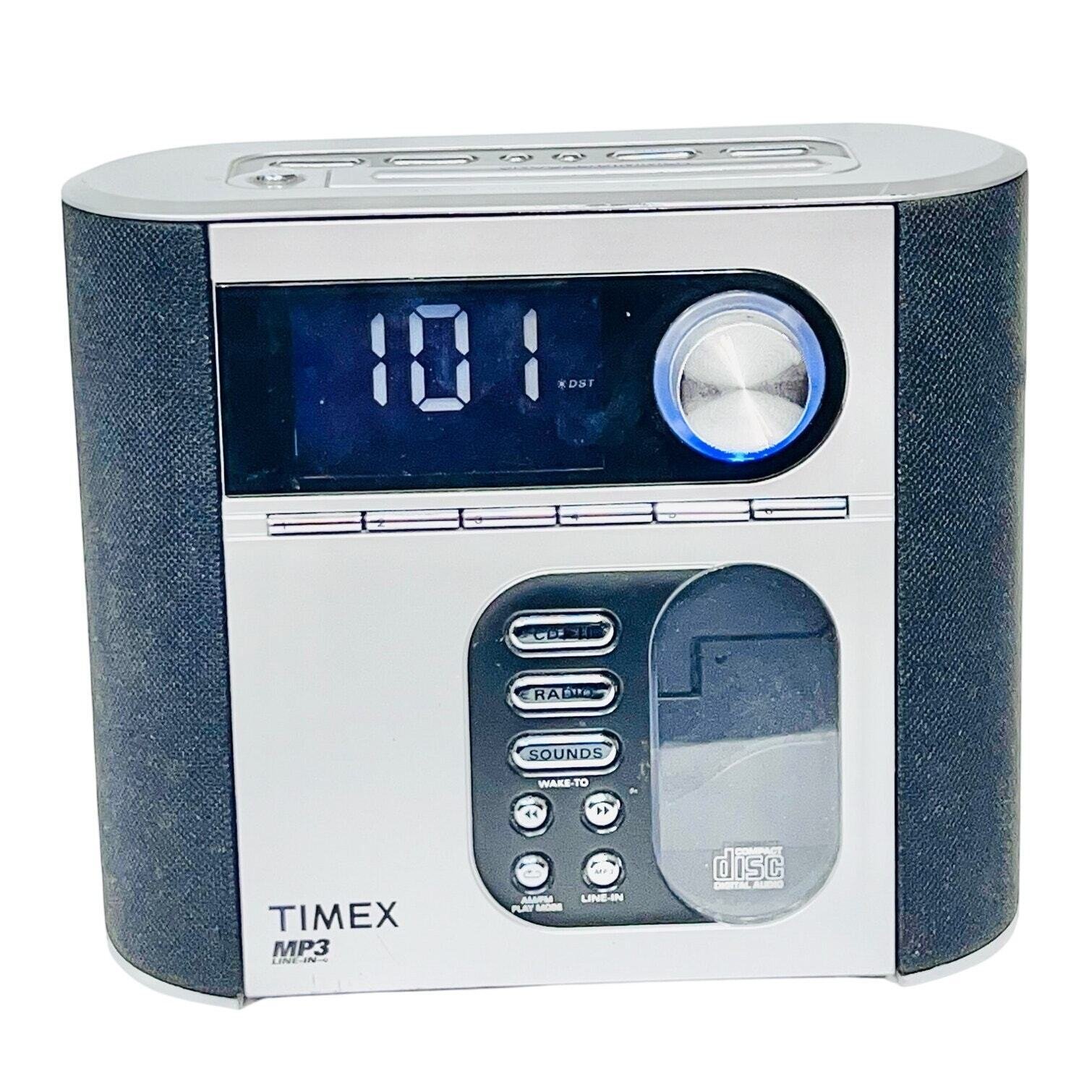 Timex T617B CD Player Stereo Clock Radio Nature Sounds Dual Alarm Used Working