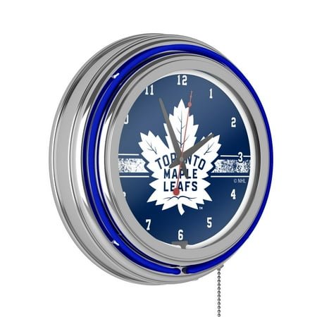 Toronto Maple Leafs Logo Retro Neon Analog Wall Clock with Pull Chain