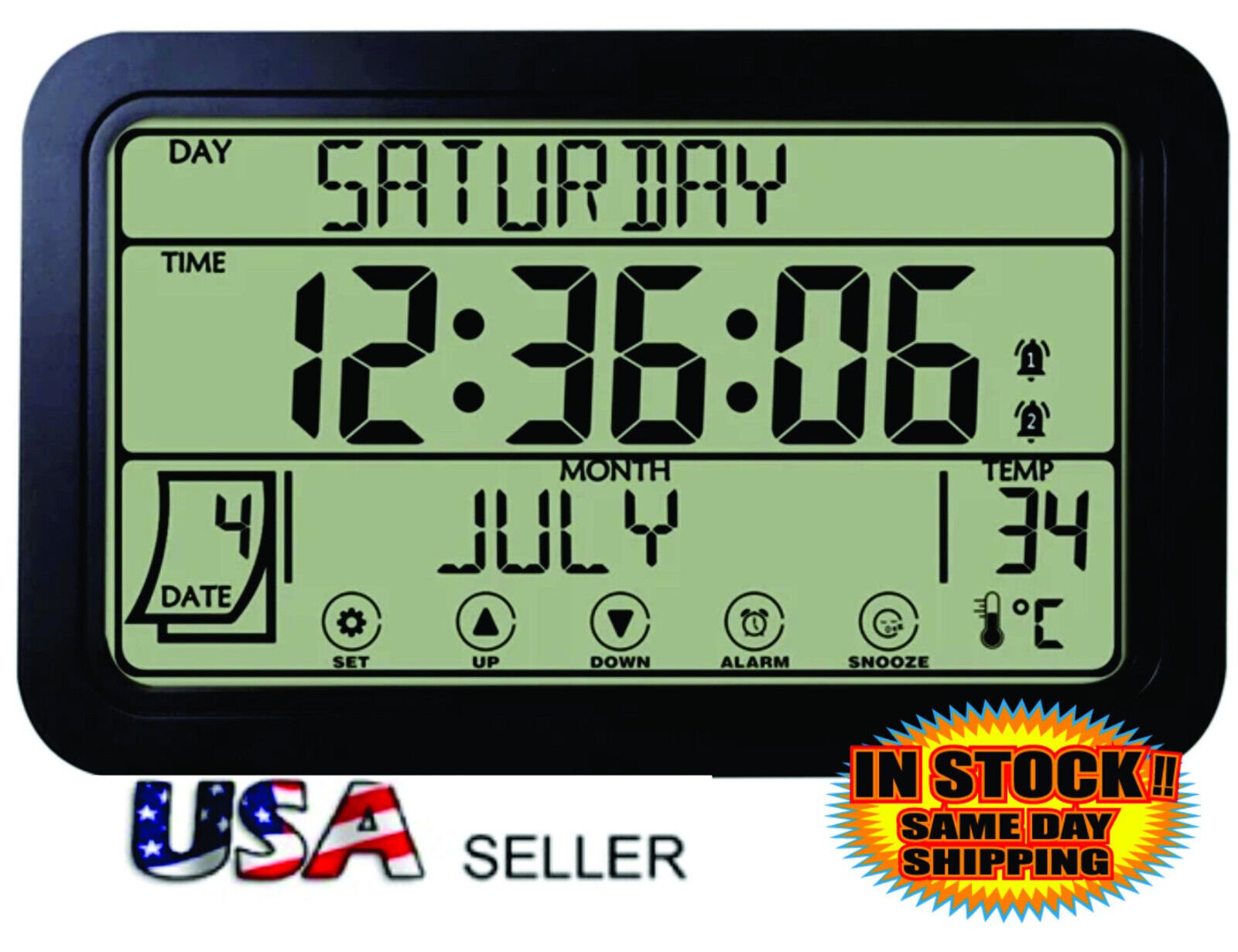 Touch Screen Large LED Digital Wall Alarm Clock multi power usage