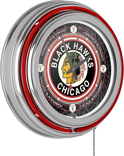 Trademark Gameroom Vintage Chicago Blackhawks® Neon Clock - 14 inch Diameter