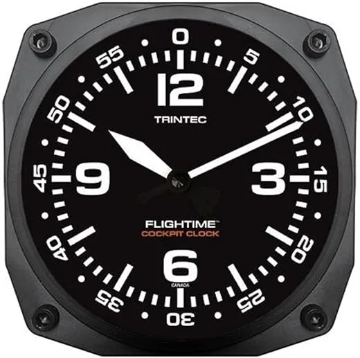 Trintec Flightime Aviation Cockpit 6 1/2 Wall Clock 9065FT