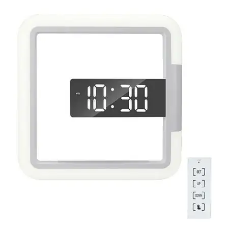 TS-S28 Remote Control Digital Clock - Modern Wall-mounted Mirror Hollow Square Alarm Clock with Temperature Display for Office