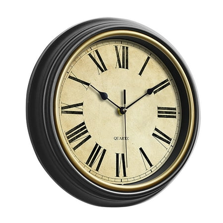 Ttybhh Wall Clock Clearance! Clock Promotion Sale, Retro Silent Non Ticking Round Classic Clock Quartz Decorative Battery Operated Wall Clock, Nordic Retro Wall Clock, include Clock*1