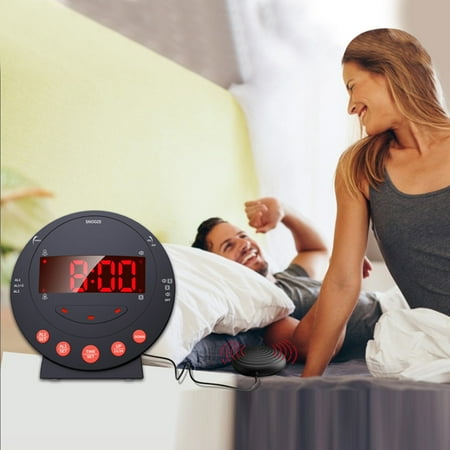 UAEBM Alarm Clock with Bed Shaker Vibrating Alarm Clock LED Digital Display for Heavy Sleepers Adults Kids Teenager Alarm Clock without Bed Black