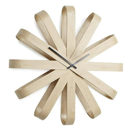 Umbra Ribbonwood 20.25 Silent Sweep Wooden Wall Clock (Natural) 118071-390