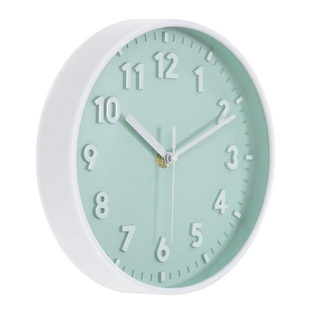 Unique Bargains 8 Inch Wall Clock, 3D Number Quartz Battery Operated Silent Non-Ticking Round Wall Clocks, Light Green