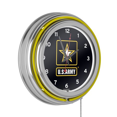 United States Army U.S. Army Retro Neon Analog Wall Clock with Pull Chain