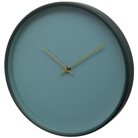 Unity Wall Clock, Bristol Contemporary, Silent Sweep, Teal Green, 12-inch / 30cm