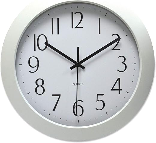 Universal UNV10461 12 in. Overall Diameter Whisper Quiet Clock - White Case