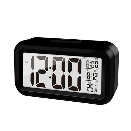 Upgraded Digital Alarm Clock with 4.5 LED Display, Temperature, Snooze, Calendar, and Brightness Control, Battery-Powered with Nightlight