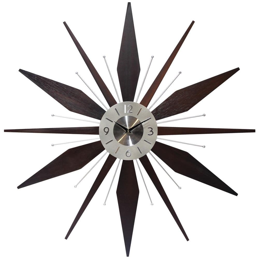 Utopia Walnut-Look Starburst Wall Clock