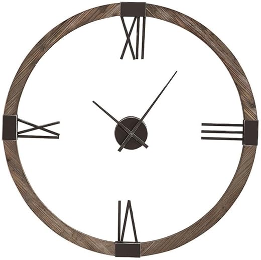 Uttermost Marcelo - 39.5 inch Modern Wall Clock with Analog Display - Finish: Aged Iron