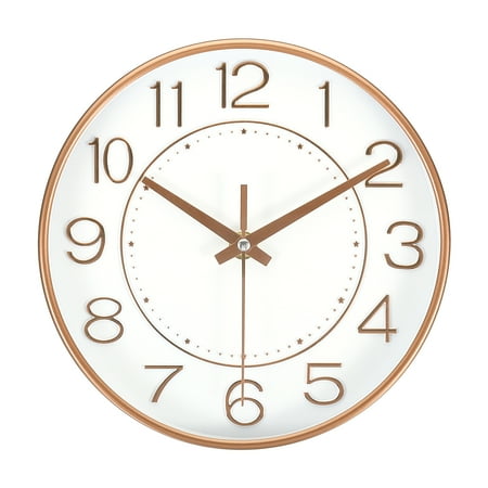 Uxcell 8 Inch Wall Clock Battery Operated Silent Non Ticking Round Modern Clock, Gold