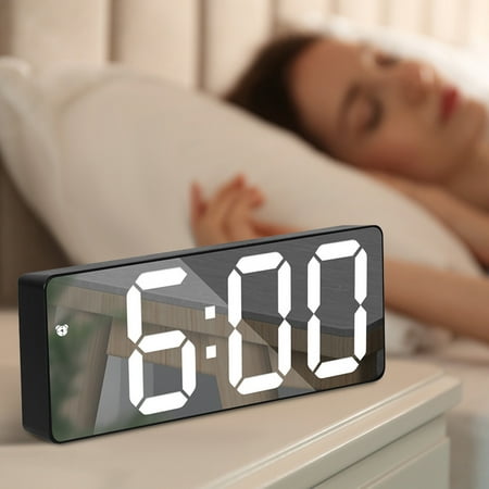 Viflosae LED Digital Inventive Alarm Clock Alarm Configuration Electronic Mirror Clock ,Time/date/temperature Rotation Display And Sound Control Wake-up Function Electronics Gadgets Up to 40% Off