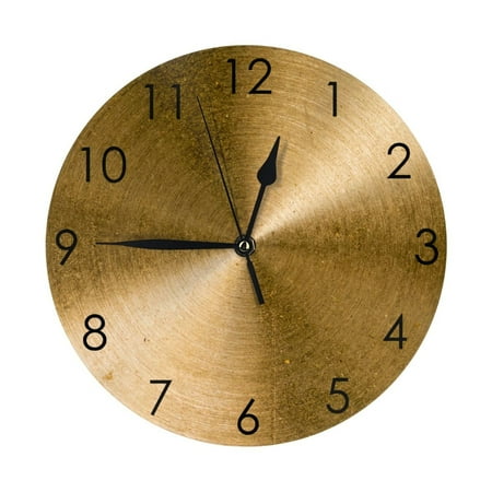 Vintage Spun Brass Gold Metallic Metal Round Wall Clock - 10 Inch Silent Non-Ticking Wall Clocks -Country Retro Rustic Style Decorative For Living Room Kitchen Home Bathroom Bedroom