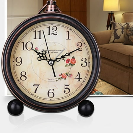 Vintage Style Alarm Clock Silent Antique Retro Table Clock Decorative Quiet Non-Ticking Clock Classic Retro Clock Desk Alarm Clock(Without Battery)